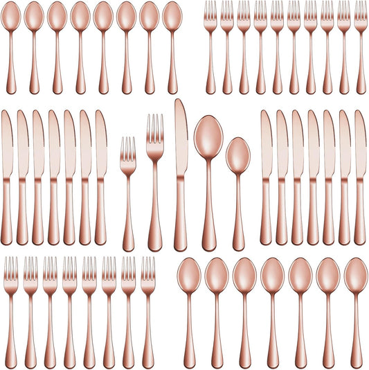 20 Pcs Rose Gold Silverware Set Service for 4, Premium Stainless Steel Flatware Set, Cutlery Utensil Set, Durable Home Kitchen Eating Tableware Set, Include Fork Knife Spoon Set, Dishwasher Safe
