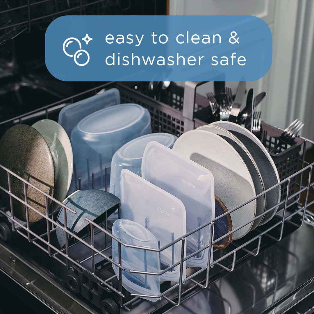 Stasher Premium Silicone Reusable Food Storage Sandwich Bag, Blue, Microwave, Sous Vide, Dishwasher, Oven and Freezer Safe, BPA Free, Leak-free, Eco-friendly, 28 Oz (Pack of 2)