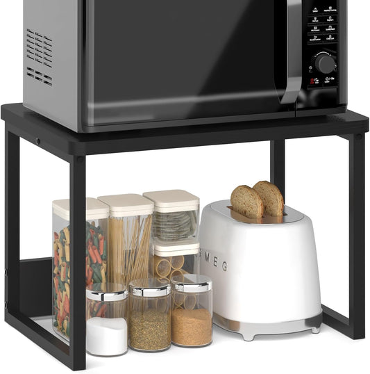 MARTY Kitchen Countertop Organizer Cabinet Shelf, 17x12.4 Large Spice Racks Counter Shelf Microwave Oven Rack Desktop Storage Organization for Kitchen, Office, Metal & Wood, Black