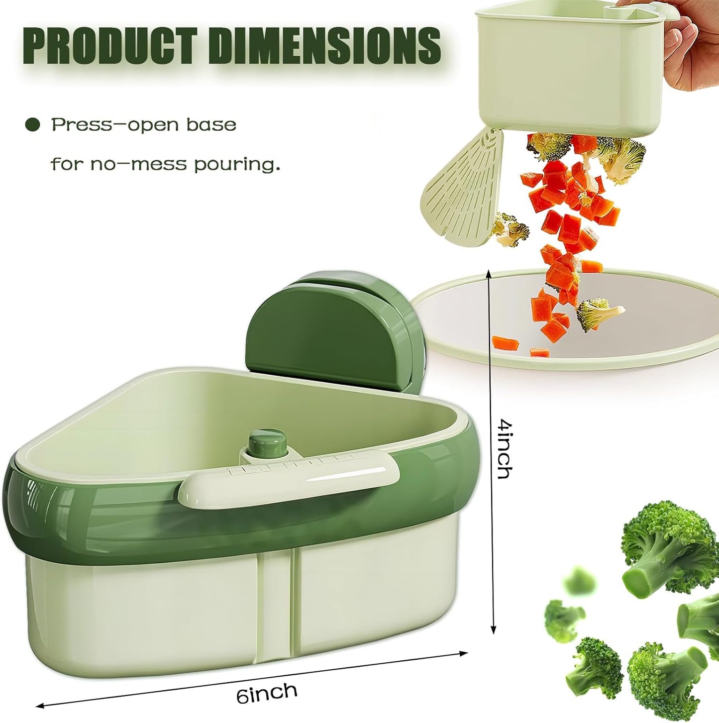 2PCS Suction Cup Sink Corner Racks, Corner Sink Strainer, Sink Corner Rack Strainer with Automatic Press-To-Dump Design, Sink Strainer Basket with Duty Dish Sponge, Multifunctional Food Waste Catcher.