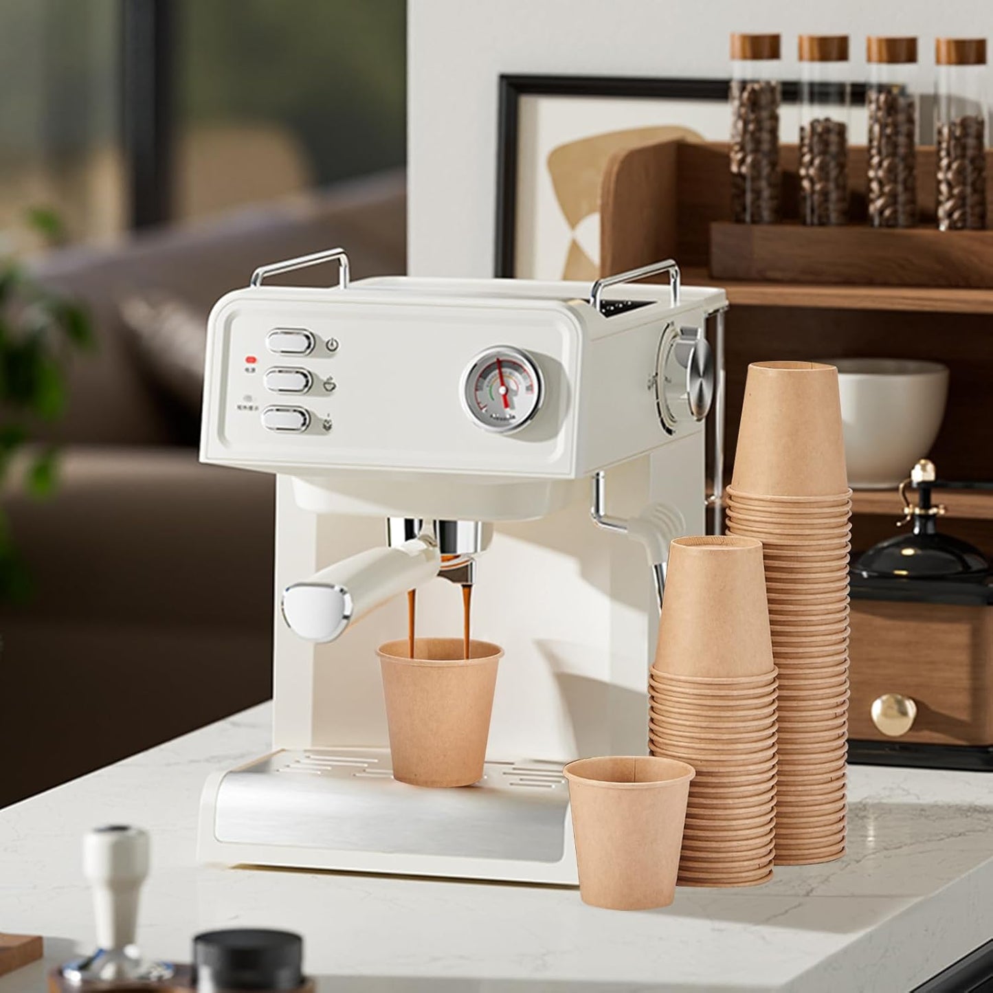 400 Pack 3 oz Kraft Paper Cups, Disposable Bathroom Cups, Mini Mouthwash Cups, Hot/Cold Beverage Drinking Cup for Gargle Espresso Juice Medicine (Brown)