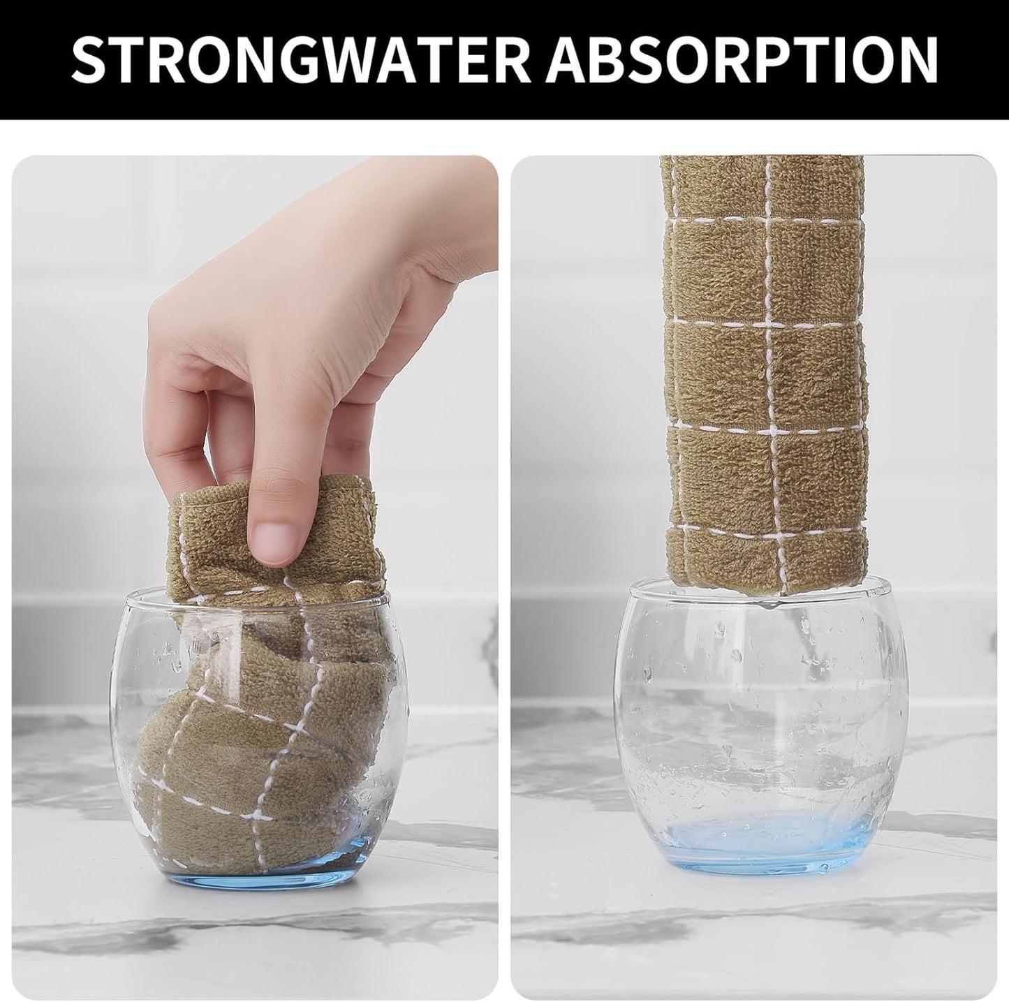 Homaxy 100% Cotton Terry Kitchen Dish Cloths, Ultra Soft and Absorbent Dish Towels for Kitchen, Perfect for Drying and Washing Dishes, 6 Pack, 12 x 12 Inches, Tan