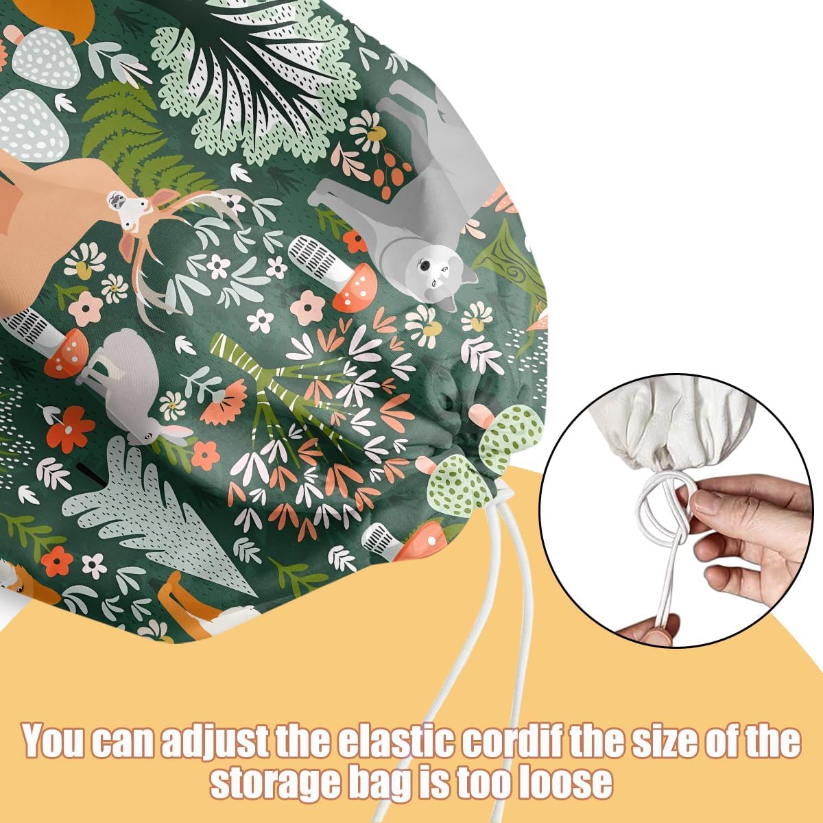 Forest Animals Plastic Bag Holder, Wall Mount Grocery Bag Holder, Plastic Storage bag, Pull Rope Free Adjustment, Plastic Bag Holders for Grocery Bags, Plastic Bag Dispenser for Home Kitchen