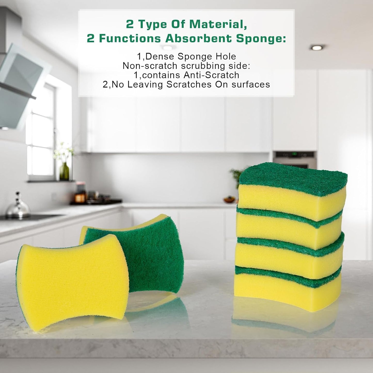 300 Pack Kitchen Cleaning Sponges, Eco Non-Scratch for Dish,Scrub Sponges