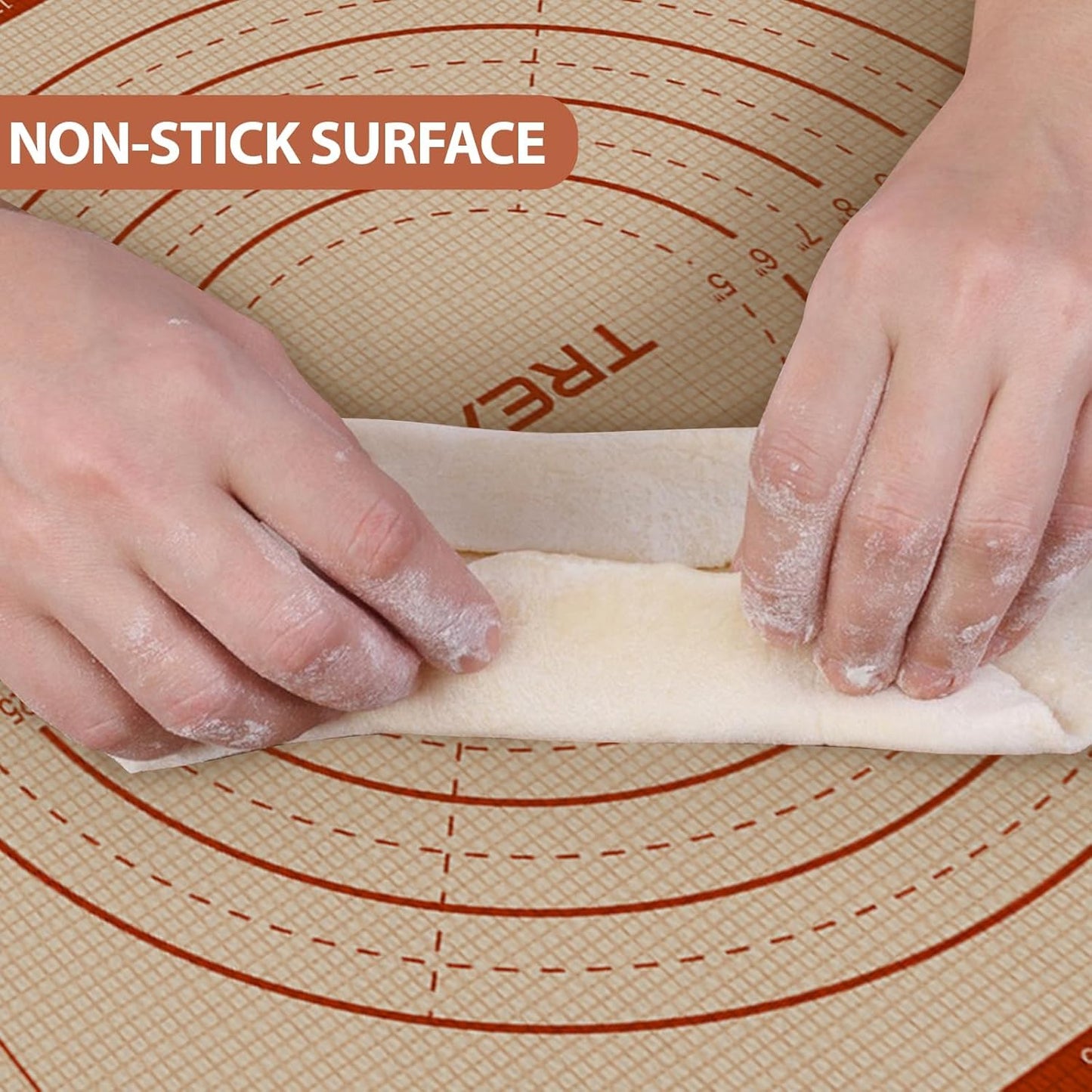 Silicone Pastry Mat, 16" x 24" Silicone Baking Mat for Counter Rolling Dough, Reusable Non-Stick Extra Large Dough Mat with Measurement for Pie Crust, Pizza and Cookies