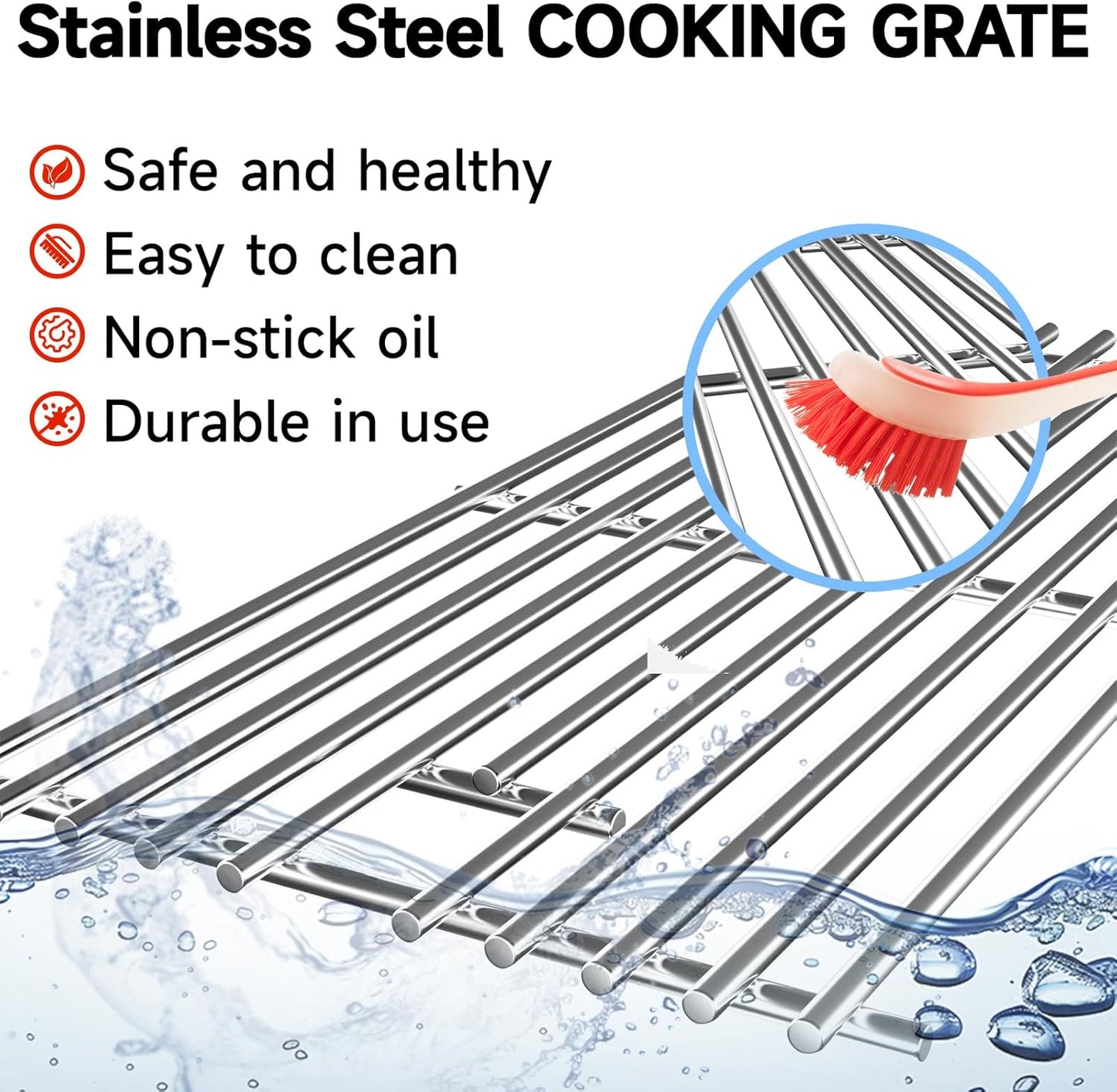 16 15/16 Inch Cooking Grates for Charbroil Advantage 463343015, 463344015, 463344116, G421-0008-W1 Advantage 3 Burner Gas 2 Coal Parts 463340516, Tru Infrared 463336016 Replacement Parts