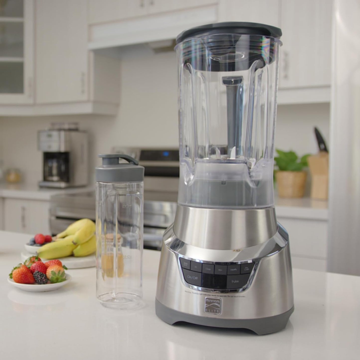 Kenmore Elite Countertop Blender - Electric Mixer, Frozen Smoothie, Shakes, Milkshake, Puree Maker, Licuadora Grinder Kitchen Appliance With Single-Serve Cup, Ice Crush, Pulse, Chop & Stir Function