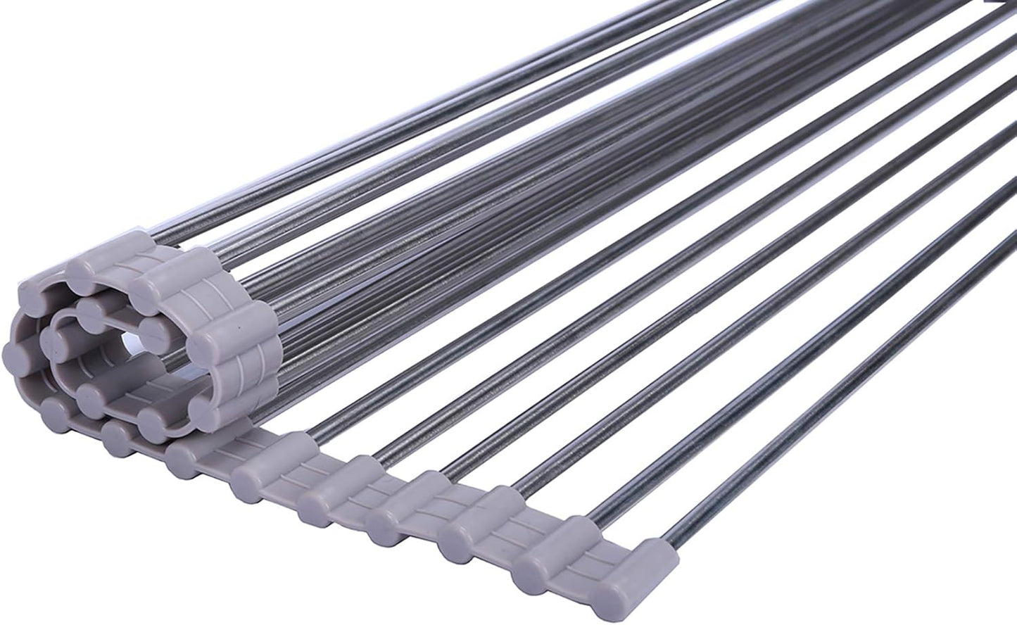 Ahyuan Roll up Dish Drying Rack Over The Sink Kitchen Roll up Sink Drying Rack Portable Dish Drainer Foldable Dish Drying Rack (Warm Gray, 20.5''X14'')