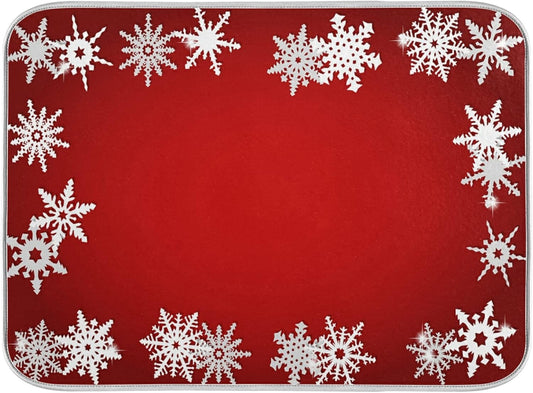 Super Absorbent Dish Drying Mat, Microfiber Fast-Drying Dish Mat, 16" x 18", Kitchen Dish Drying Pad, Watercolor Cute (Christmas Snowflake Abstract)