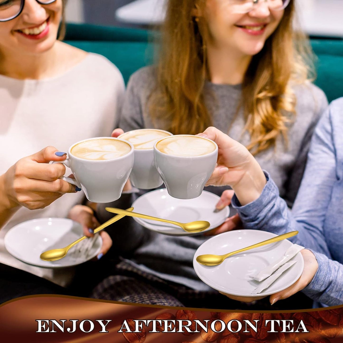 100 Pcs Demitasse Espresso Spoons Stainless Steel Bulk, 4.33'' Small Mini Coffee Tasting Dessert Spoons for Kitchen Dessert, Tea, Appetizer, 1.18'' Wide(Classic Style,Gold)