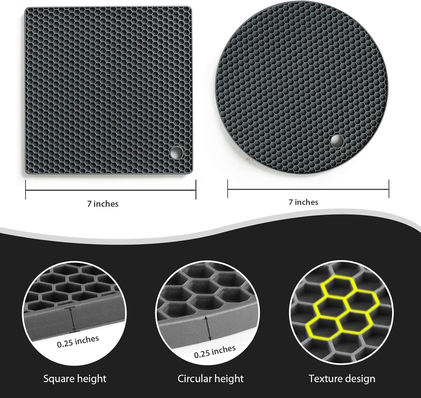 Joyhalo Trivets for Hot Dishes - Hot Pads for Kitchen, Silicone Pot Holders for Hot Pots and Pans, Silicone Mats for Kitchen Countertops, Table, Flexible Easy to Wash and Dry