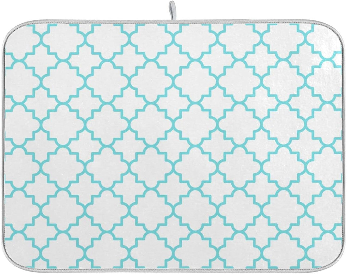Senya Super Absorbent Dish Drying Mat, Microfiber Fast-Drying Dish Mat, 24inches x 18inches , Kitchen Dish Drying Pad, Traditional Quatrefoil Lattice Pattern