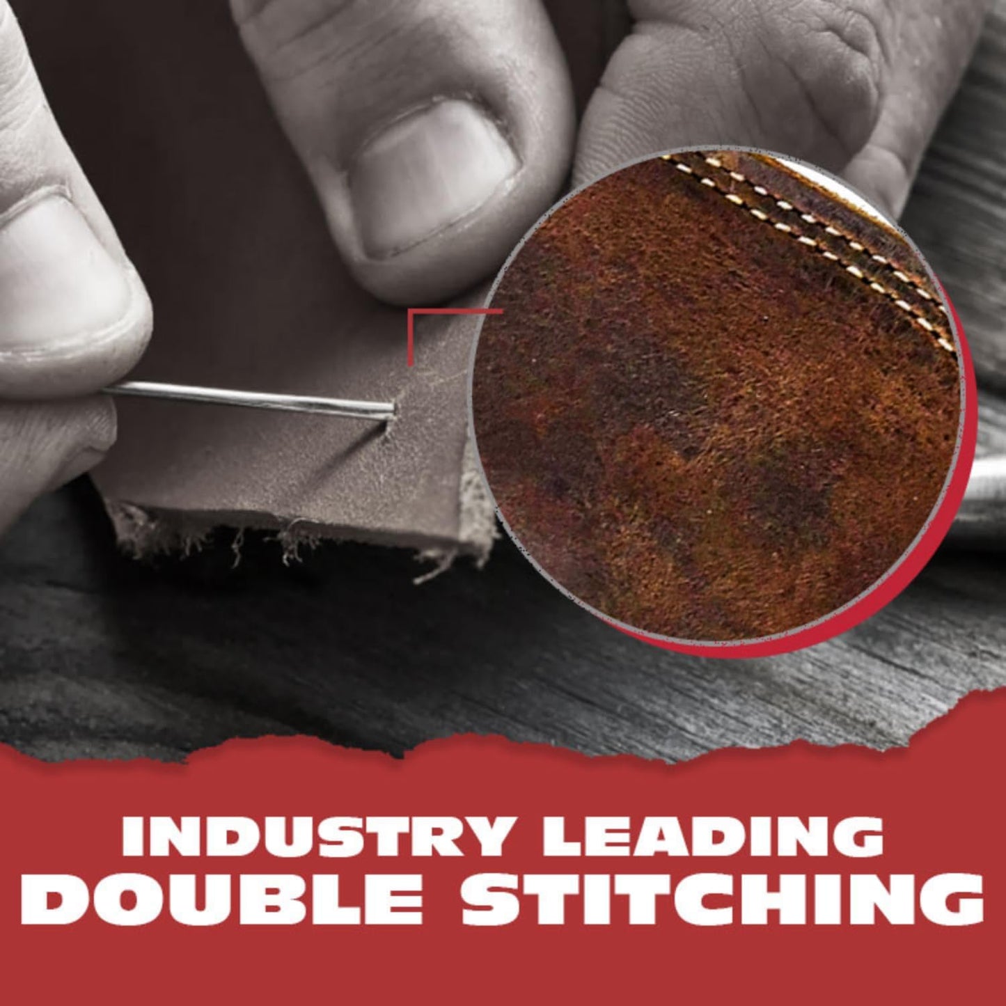 Knapp Made Bourbon Brown 5.5” Extra Thick Leather cast Iron Skillet Handle Covers - Pot Handle Covers, Double Layered Double Stitched, Slides On and Off Easily onto Metal Skillet Grips.