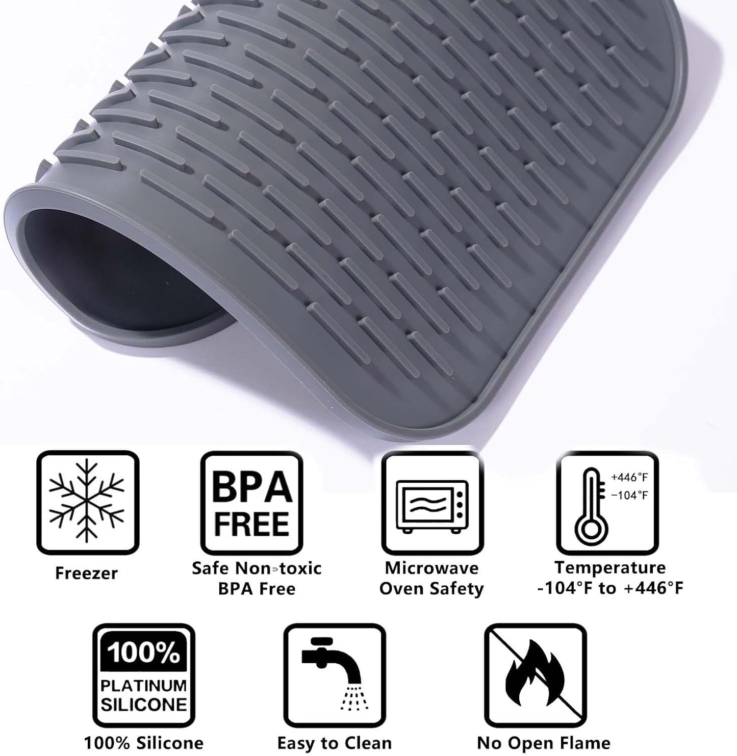 Dish Mat Silicone Dish Drying Mats Works For Drying Stemware Cocktail Glasses Silverware Pots Pans Knives and Dish Rack for Kitchen Counter Sink Bar Pads Easy to Clean (11.5" x 9.1")