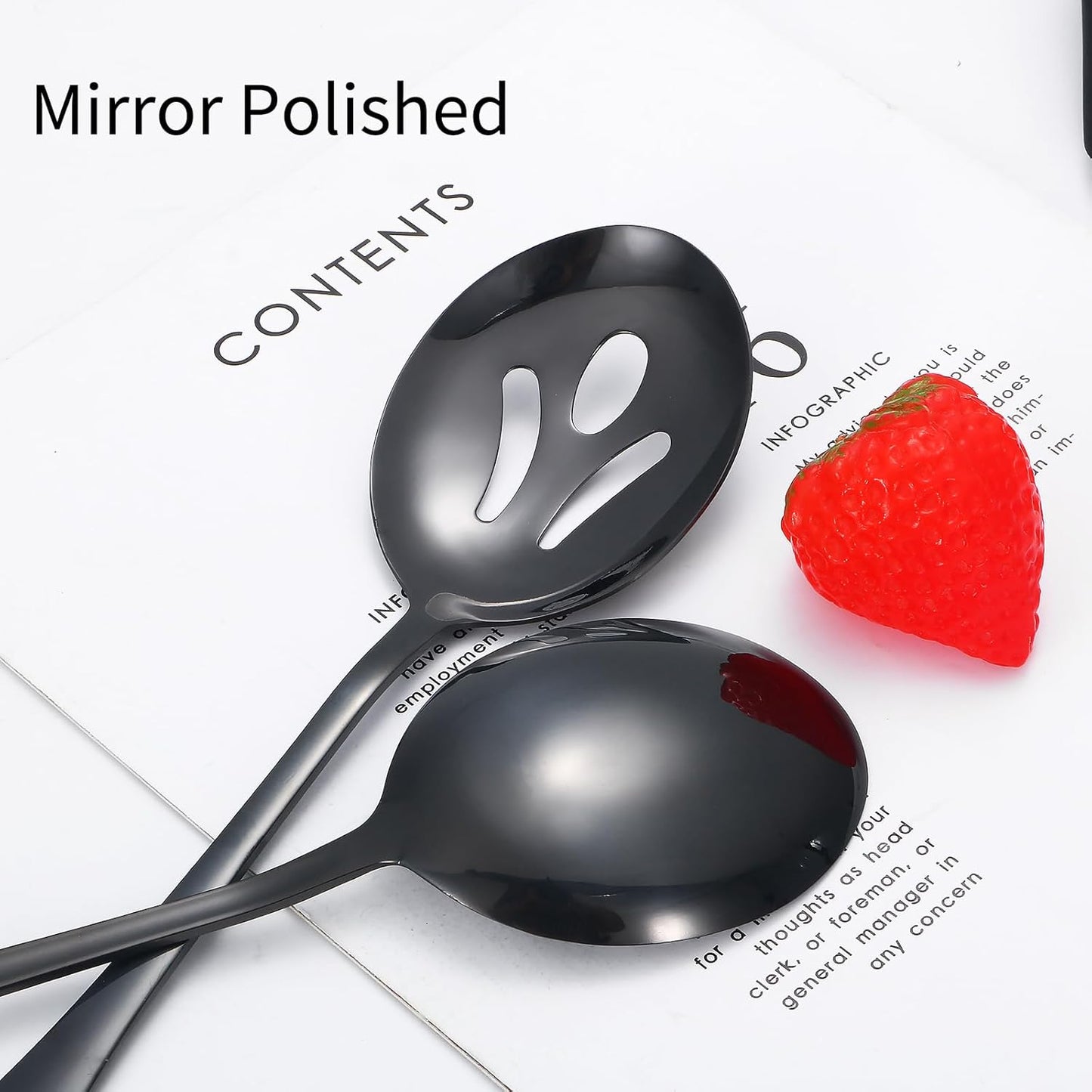 Black Serving Utensils,8 Pcs Stainless Steel Serving Utensil Set Include Serving Spoons,Serving Fork,Soup Ladle,Lasagna Server,Pie Server,Large Serving Set for Parties Buffet Home,Dishwasher Safe