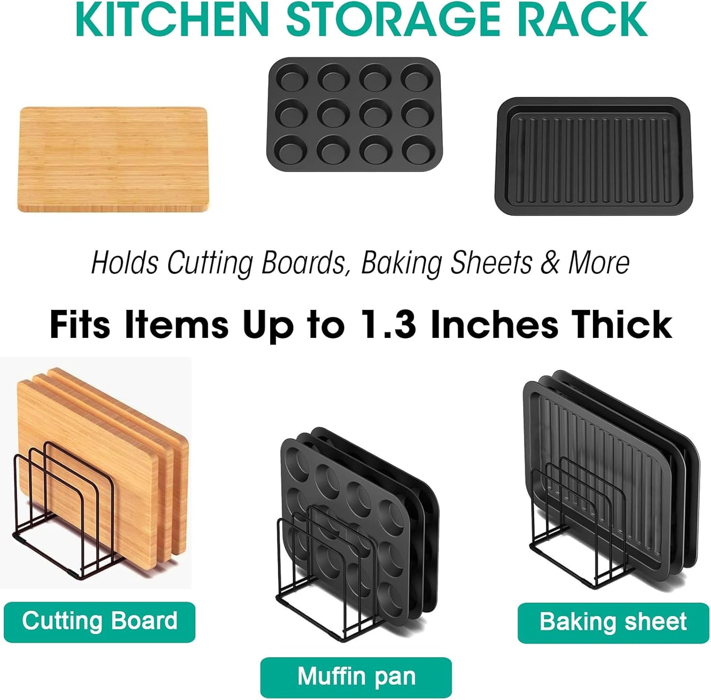 2-Pack Dish Rack & Cutting Board Organizer – 5-Tier Metal Rack for Cutting Boards, Bakeware, Trays – Space-Saving Kitchen Storage, Rust-Resistant Dish Organizer for Cabinets, Countertops & Pantry