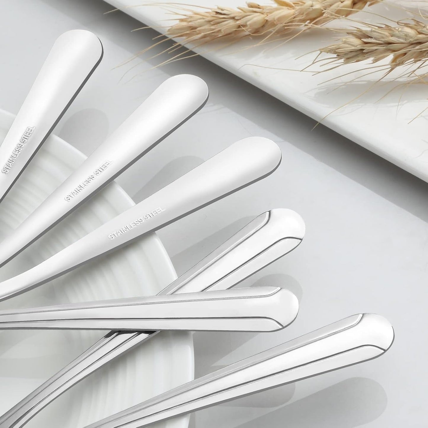 BEWOS 24 Pieces Tea Spoons Set, 6.2 Inches Stainless Steel Teaspoons Silverware, Coffee Spoons, Small Mirror Polished, Dishwasher Safe, Silver For Home, Restaurant
