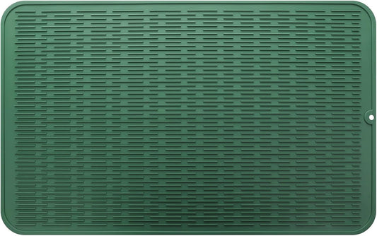Silicone Dish Drying Mat for Multiple Usage,Easy clean,Eco-friendly,Heat-resistant Silicone Mat for Kitchen Counter or Sink,Refrigerator or Drawer Liner Green 3XL 28 inches x 18 inches