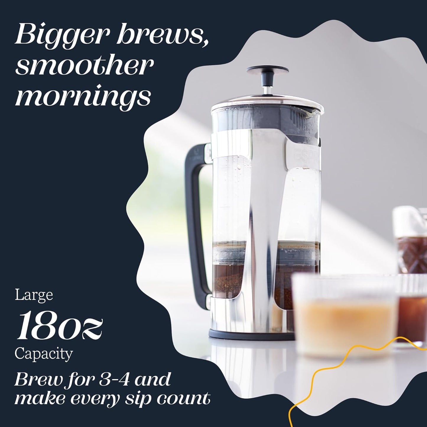 ESPRO - P5 French Press Coffee Maker – Patented Double Microfilter for Sludge and Grit Free Coffee – Made in Taiwan, Black, 18 oz