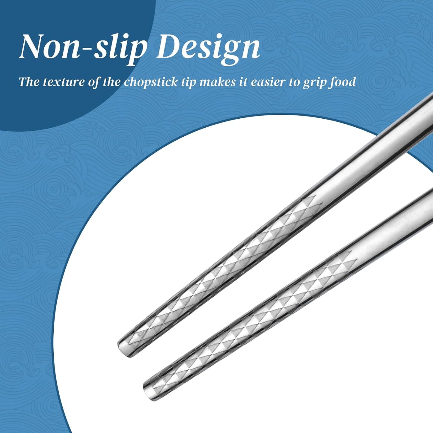 Stainless Steel Chopsticks, Titanium Plated Metal Chopsticks, 9.8" Premium Japanese Korean Color Laser Engraved Cooking Chop Sticks, Dishwasher Safe, Reusable, Anti-slip, Anti-scald, 2 Pairs Gift Set