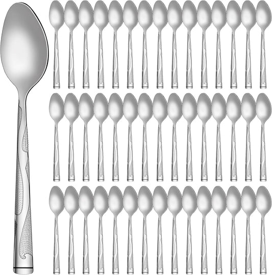 Lasnten 100 Pieces Dinner Spoons Set 7.24 Inches Silverware Bulk Metal Tablespoons Mirror Polished for Home Restaurant Kitchen Dishwasher Safe