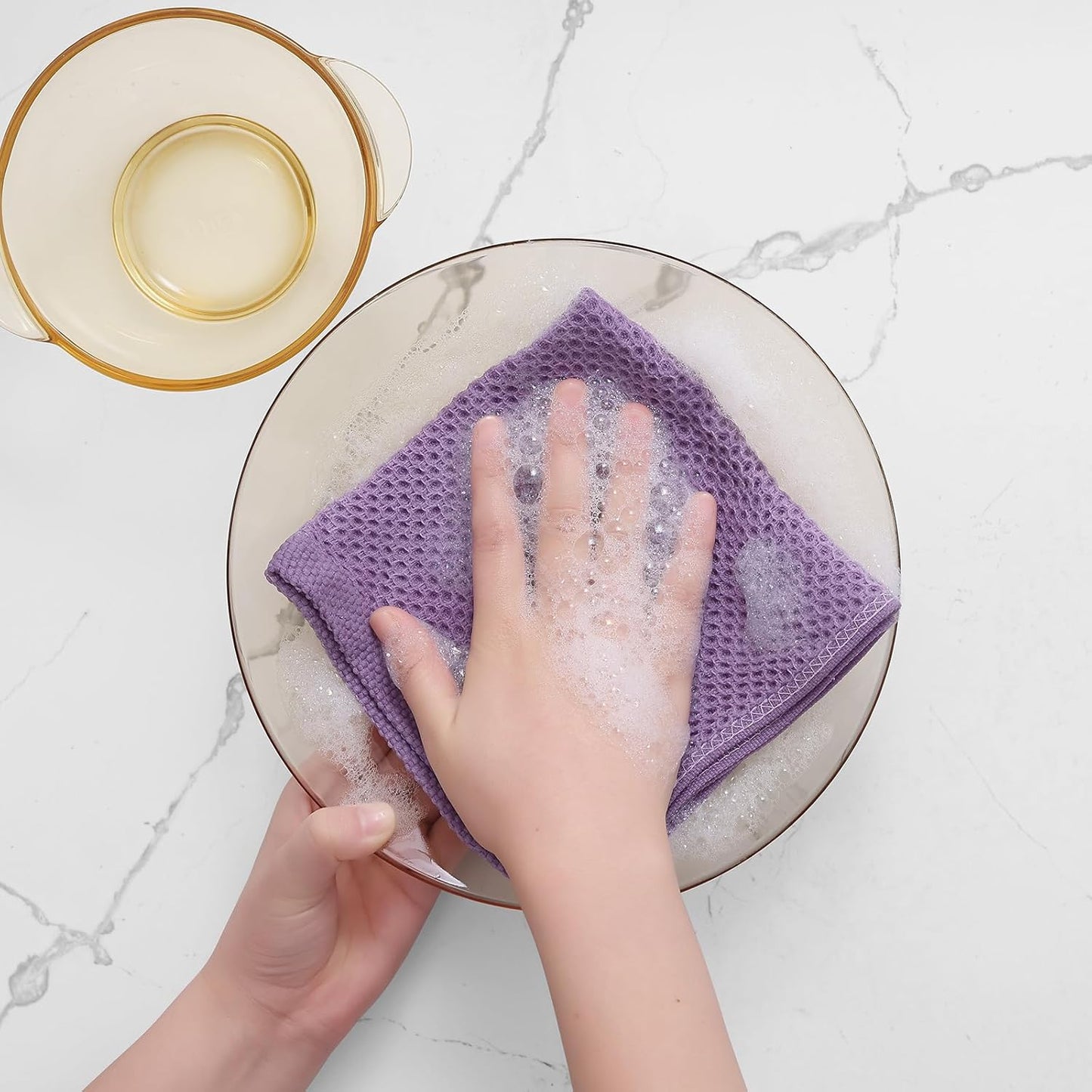 Homaxy 100% Cotton Waffle Weave Kitchen Dish Cloths, Ultra Soft Absorbent Quick Drying Dish Towels, 12 x 12 Inches, 8-Pack, Lavender