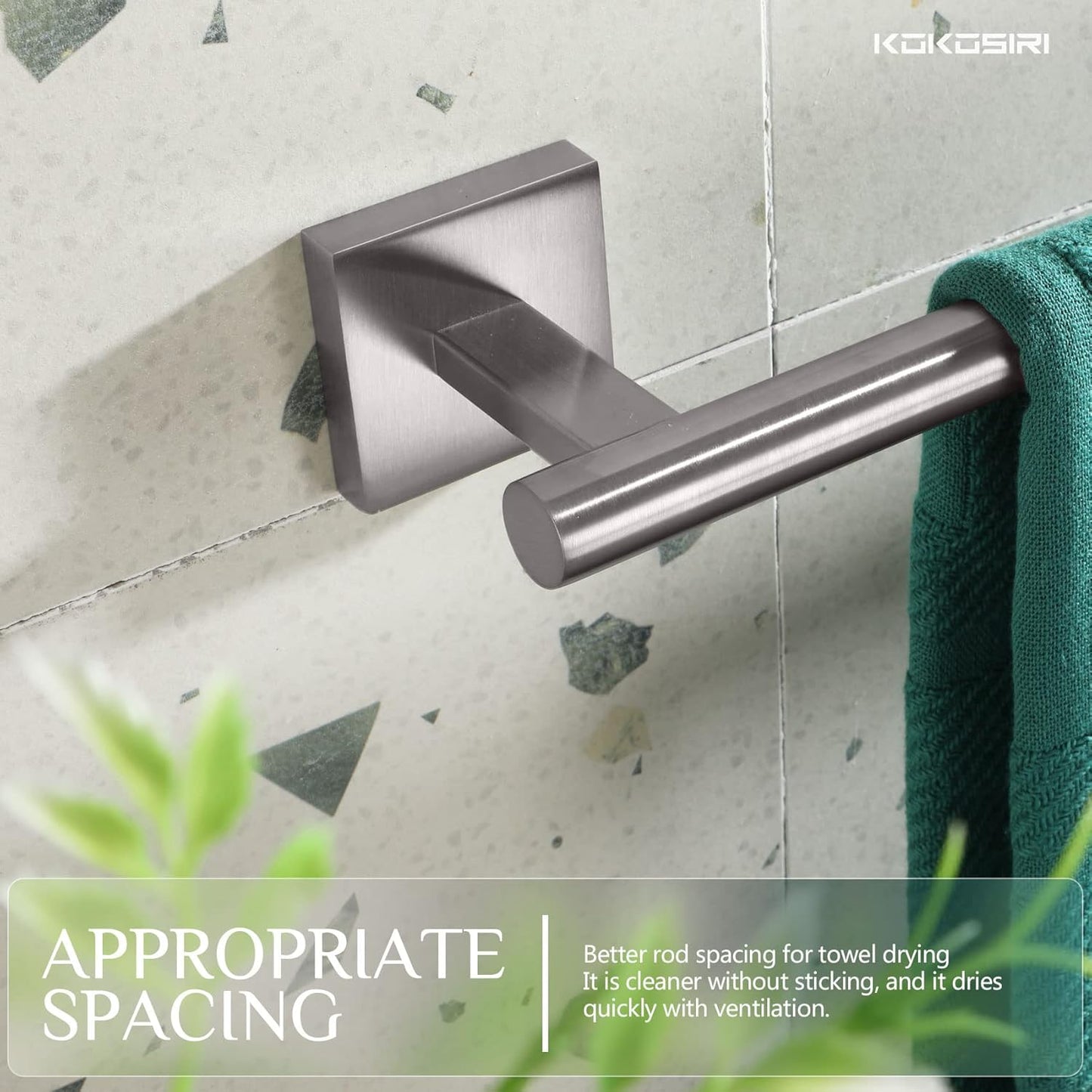 KOKOSIRI Towel Holder Bathroom Accessories Towel Bar for Bath Kitchen Necklace Holder 24 Inch, 2 Pack Brushed Nickel Stainless Steel B4005BR-L24-P2