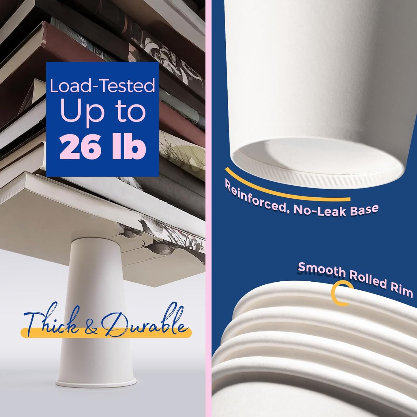 Fit Meal Prep 100 Pack 20 oz Disposable Coffee Cups with Lids, Sleeves, Leak-Proof To Go Coffee Cups with Lids, Durable Paper Cups for Hot Beverage, Home, Office, Party