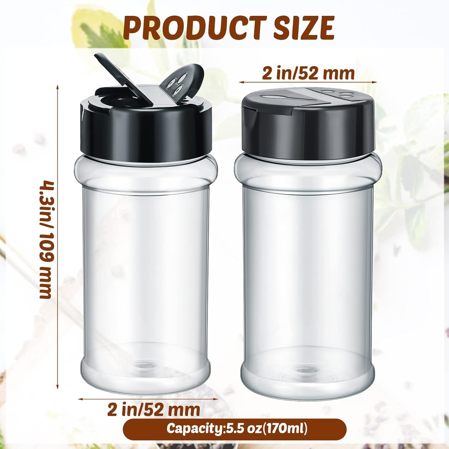 Jadive 36 Pcs Plastic Spice Jars with Shaker Lids Clear Spice Bottles Plastic Seasoning Containers Empty Shaker for Kitchen Storing Herbs Seasoning Powders Pepper Dry Goods