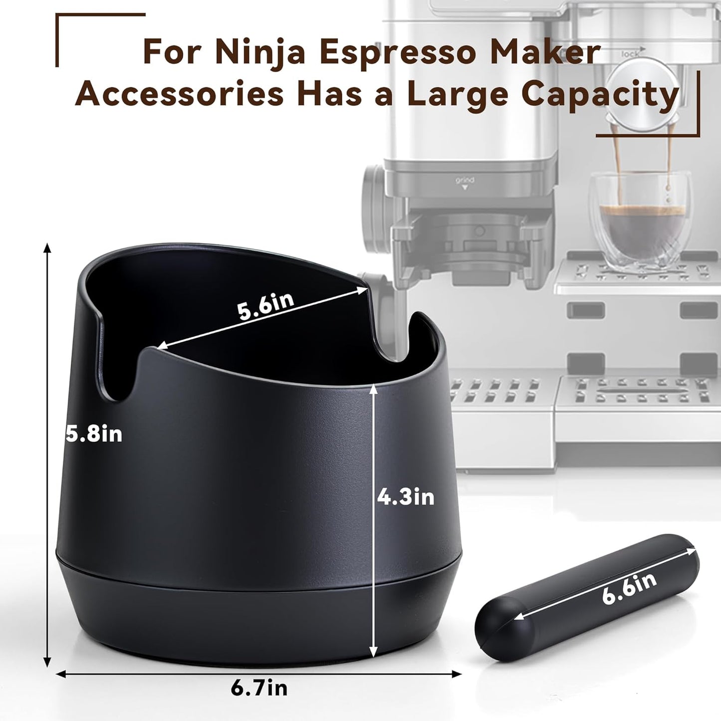 Knock Box Compatible with Ninja Espresso Machine, Large Capacity Black Coffee Knock Box for Ninja Espresso Maker Accessories