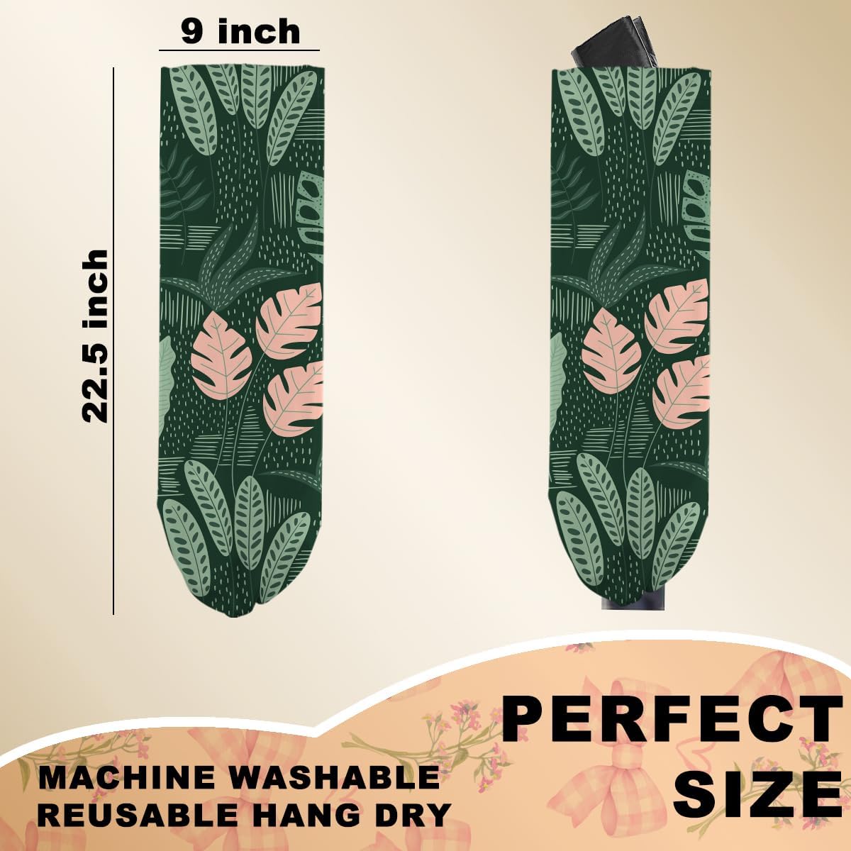 Tropical Green Leaves Plastic Bag Holder, Grocery Bag Holder for Plastic Bags, Nature Greenery Reusable Grocery Bags Storage Dispenser for Home Kitchen Decor, Plant Lover Gifts for Women