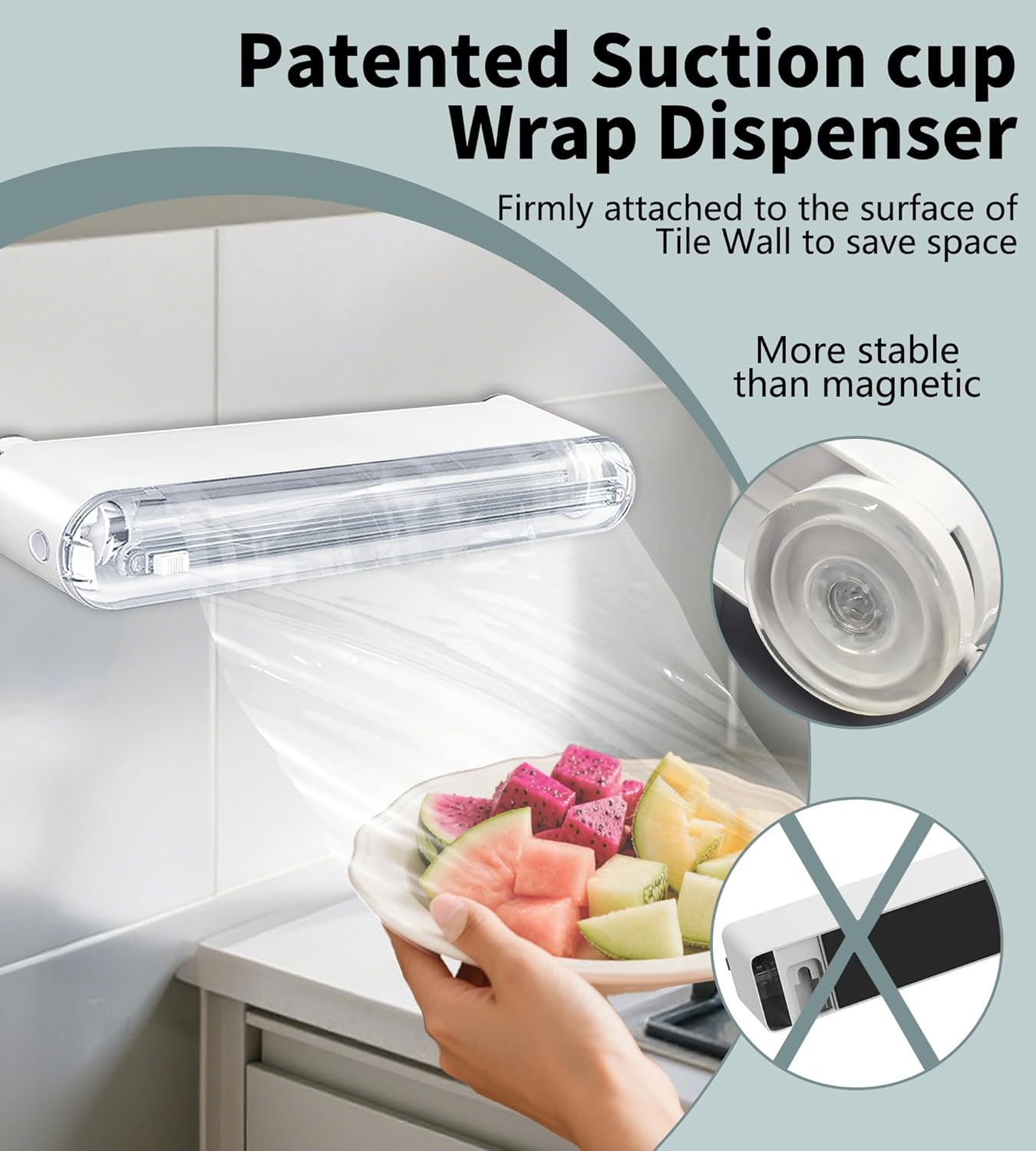 Plastic Wrap Dispenser With Cutter, Reusable Cling Film Dispenser, Cling Wrap Dispenser With Slide Cutter, Also For Aluminum Foil, Tin Foil, Baking Paper (white)