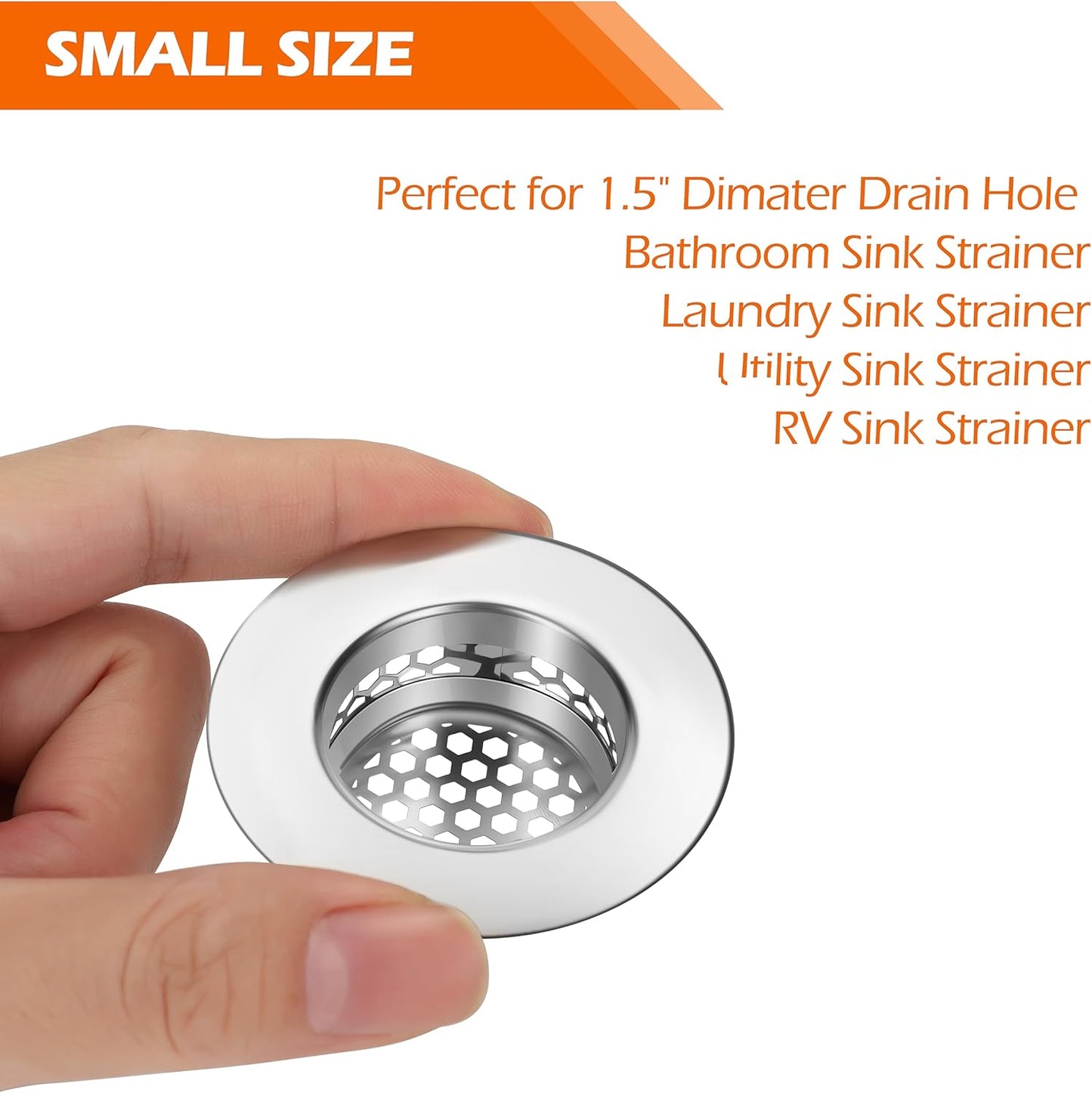 Bathroom Sink Strainer, Bathtub Lavatory Sink Drain Strainer Hair Catcher for Laundry, Mop Pool, Utility, Slop, RV Sink。Fit Hole Size from1.4~1.5",3 Pack(Product SIZE1.3inch)