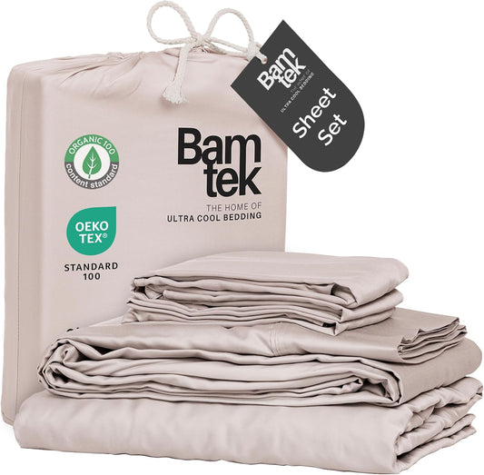 100% Viscose from Bamboo Sheets King Size, Super Soft Bedding Set, 4PC Cooling Sheets for Hot Sleepers, Vegan Silk Moisture Wicking, Organically Grown Bedsheet, Blush - 76" x 80"