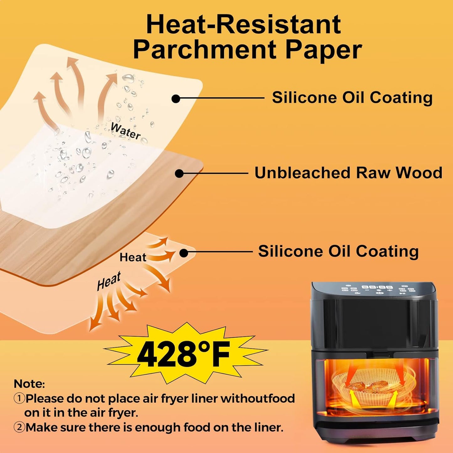 Air Fryer Disposable Paper Liners: 100PCS 9IN Round Air Fryer Basket Liners Food Grade Non-Stick Parchment Paper for Oven Steamer Microwave