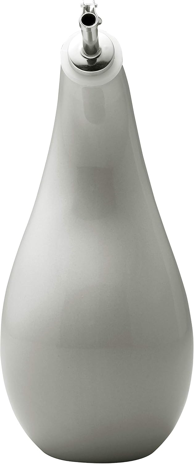 Rachael Ray Solid Glaze Ceramics EVOO Olive Oil Bottle Dispenser with Spout - 24 Ounce , Gray
