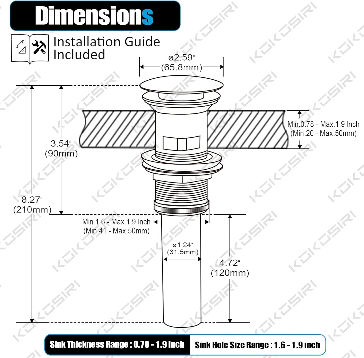 KOKOSIRI Bathroom Sink Drain with Detachable Hair Catcher, Oil Rubbed Bronze Pop Up Sink Drain with Strainer Basket Anti Clogging for Vanity Vessel Sink with Overflow, C1001ORB