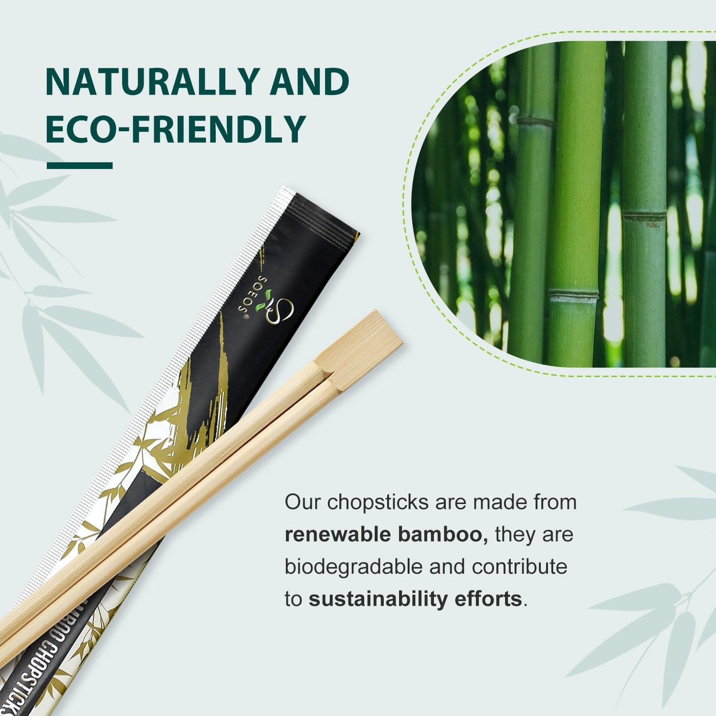 Soeos 500 Disposable Chopsticks Bulk - Natural Wooden Chopsticks & Bamboo Chopstick for Sushi, Takeout, Party - Splinter-Free, Individually Wrapped Single-Use Chopstick (Approx.500 Pairs)