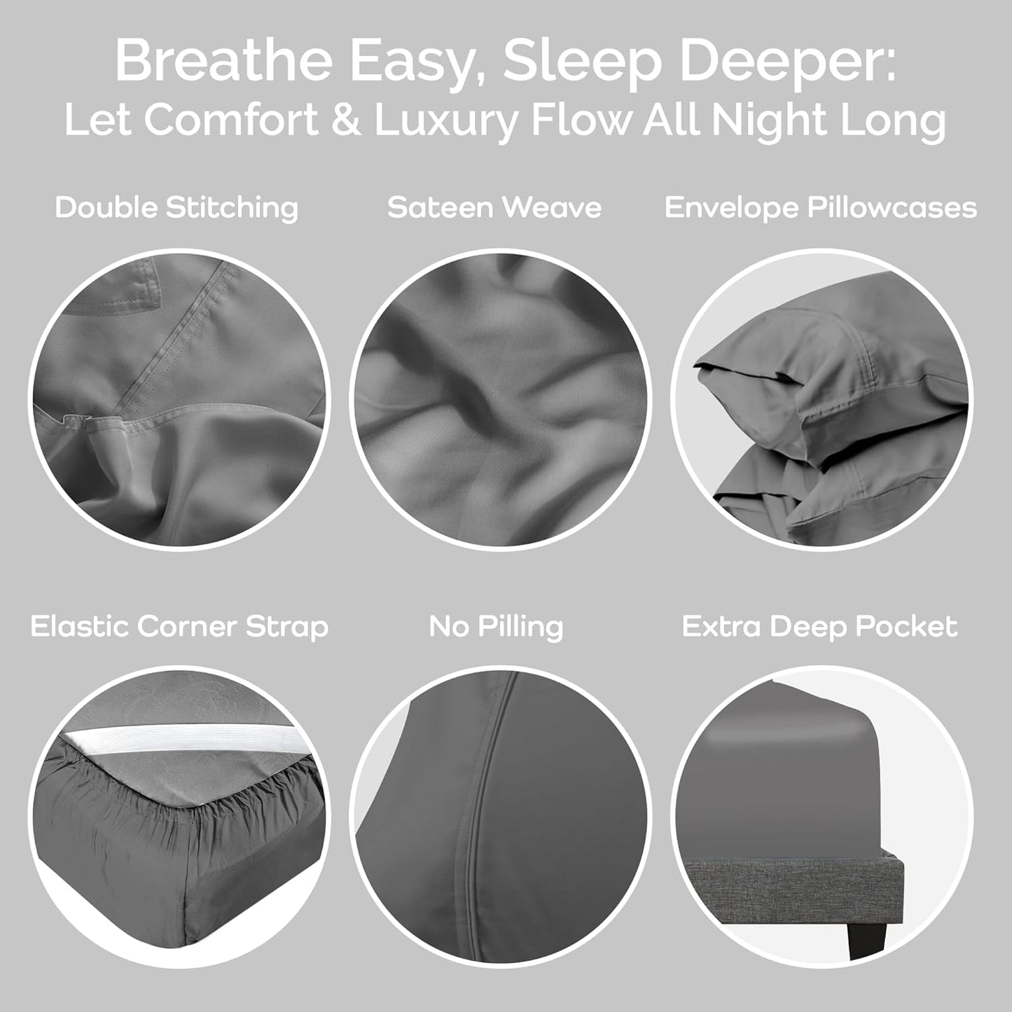 100% Viscose from Bamboo Sheets Full Size, Super Soft Bedding Set, 4PC Cooling Sheets for Hot Sleepers, Vegan Silk Moisture Wicking, Organically Grown Bedsheet, Steel - 54" x 75"