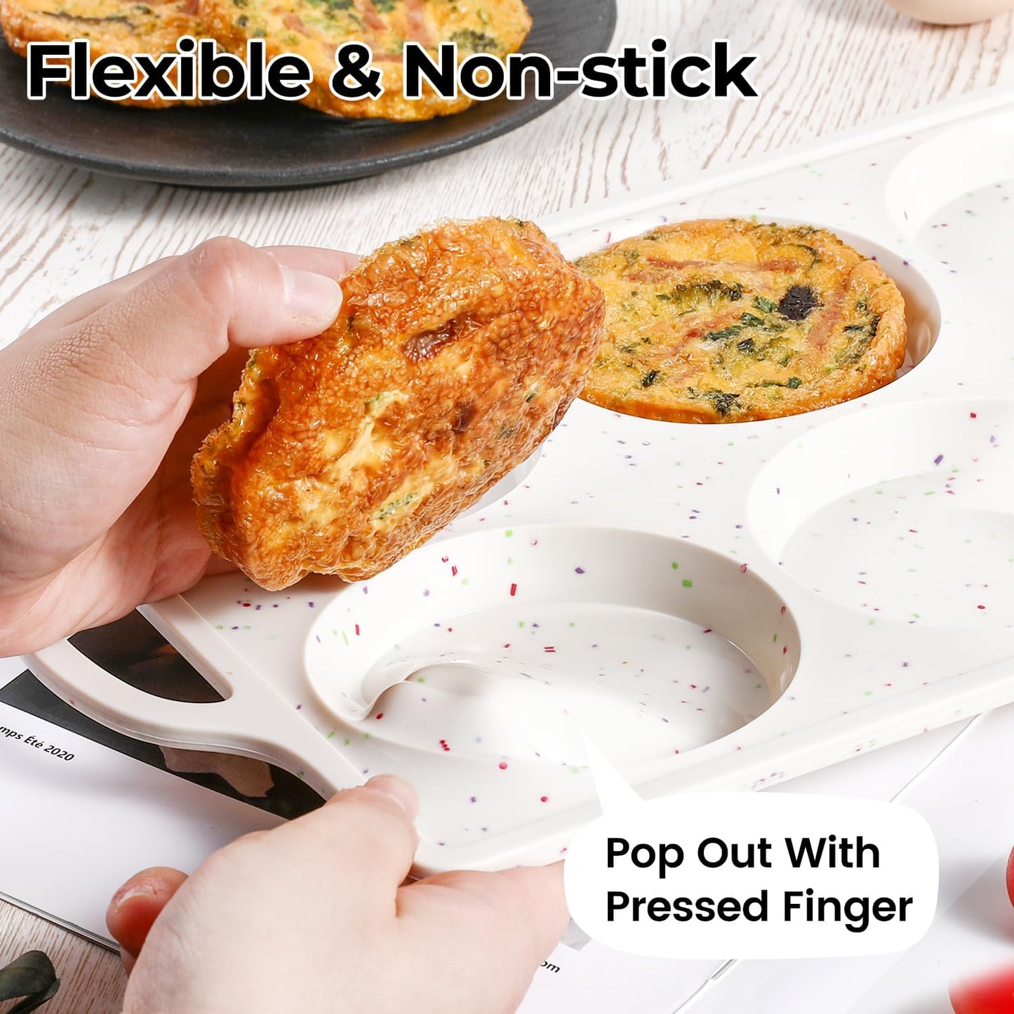 Muffin Top Pan Non Stick, 4 Inch Metal Frame Round Egg Baking Pan for Oven English Muffins, Whoopie Pies, Corn Bread, Egg Bites, Breakfast Sandwiches Tarts 4 Pack Confetti