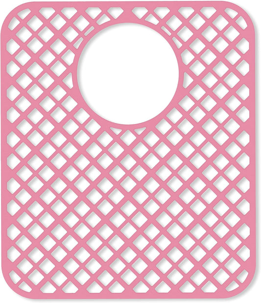 2 Pack Silicone Sink Protectors for Kitchen Sink, Lozenge Pattern 13 x 11 Inches Sink Mat, Non-Slip and Durable Sink Protector Silicone, Rear Drain, Pink