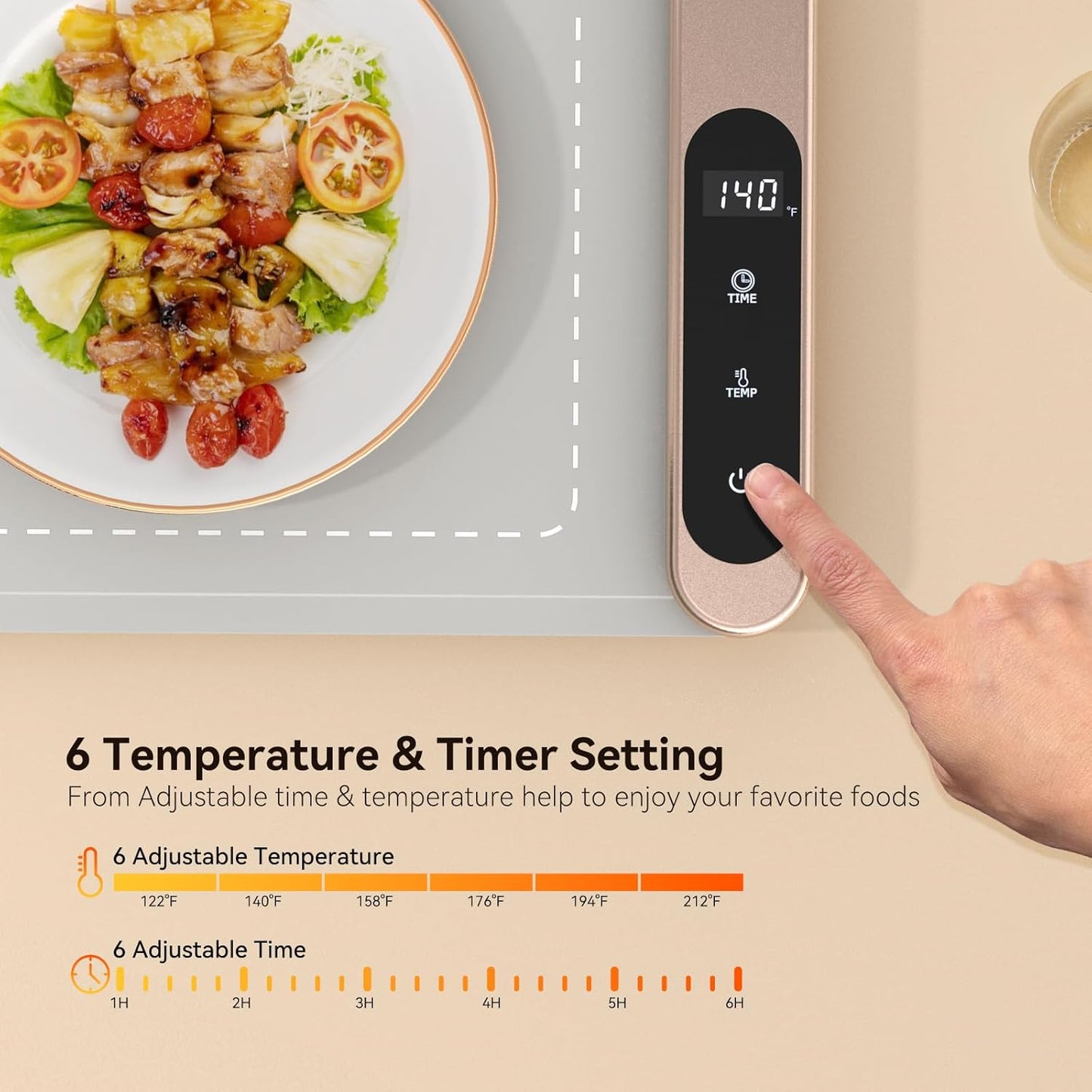 Electric Warming Tray, Food Warmers with Adjustable Temperature, Timer, Full Surface Heating, Rollable Silicone Food Warming Mat for Parties, Buffet, Family Gatherings, Daily Use