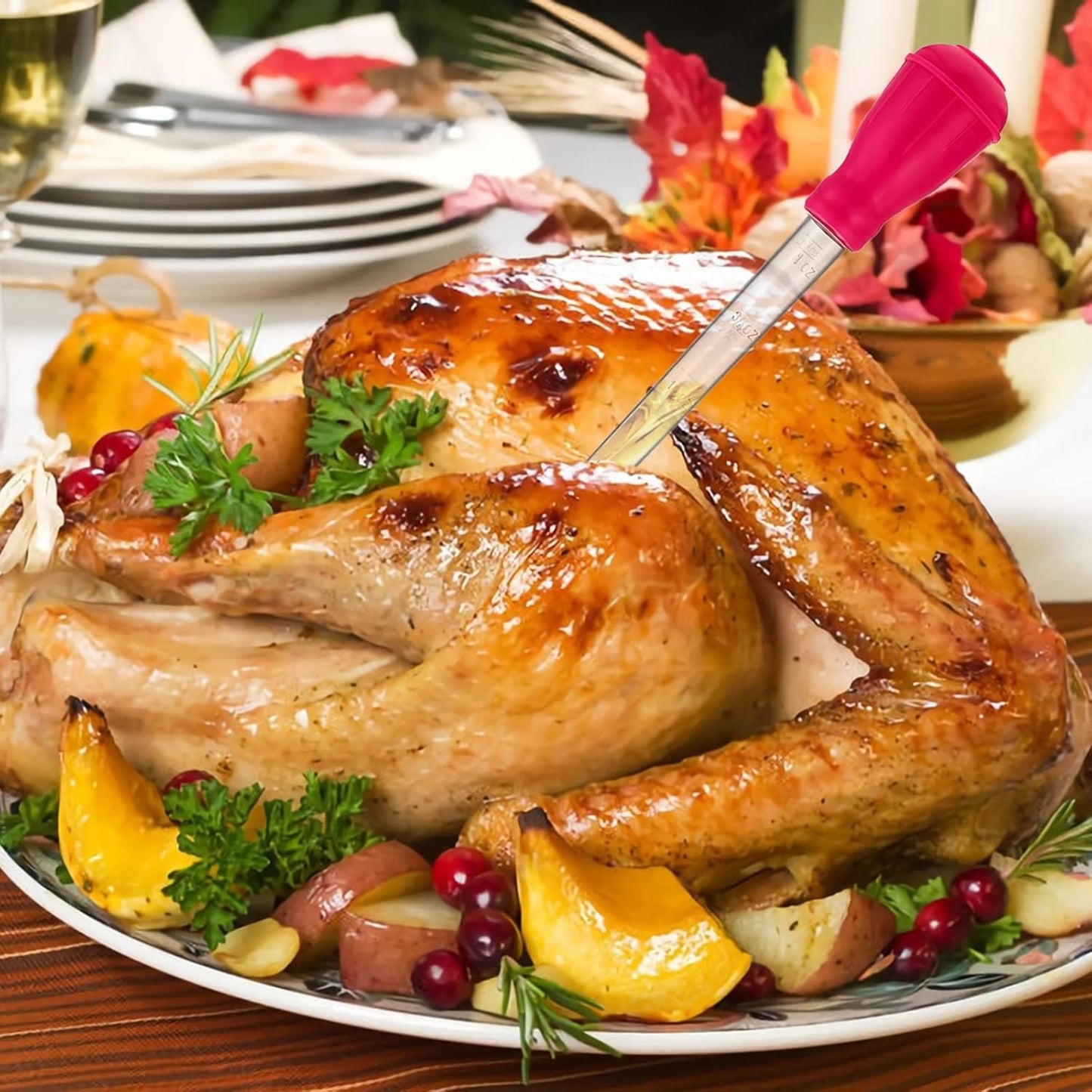 TXIN 5 Pieces 30ml/1oz Turkey Baster with 5 Cleaning Brush, Plastic Syringe Baster with Silicone Pump Head, Heat-resistant Meat Marinade Injector with Measurments for BBQ Grill Baking Kitchen Cooking