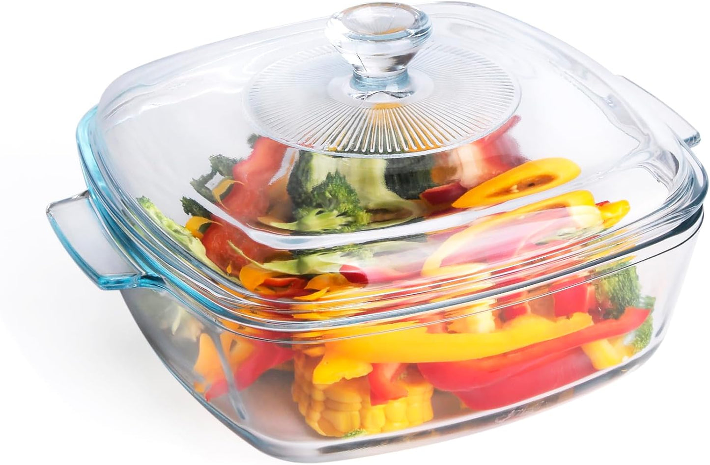 Clear Square Glass Casserole with Lid, Baking Dish with Glass Cover, Casserole for Oven, Freezer and Dishwasher Safe (1.5-Quart Square)