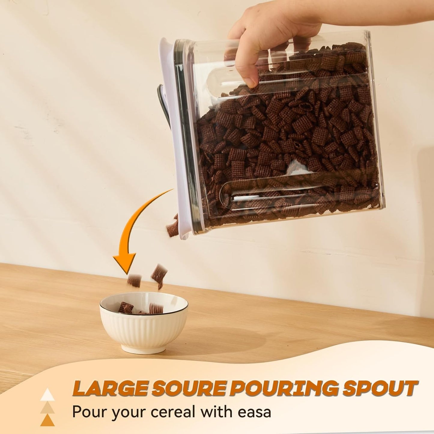 FreshKeeper Cereal Containers Storage Set, Airtight Food Storage Container with Lid 4L/135.2oz, 2PCS BPA-FREE Plastic Pantry Organization Canisters for Rice Cereal Flour Sugar Dry Food in Kitchen