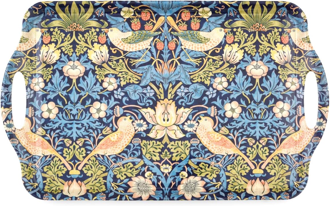 Pimpernel Morris & Co Strawberry Thief Blue Tray with Handles - Decorative Melamine Serving Tray for Afternoon Tea, Coffee Table Display, Garden Party Entertaining, Charcuterie Board, Gifting