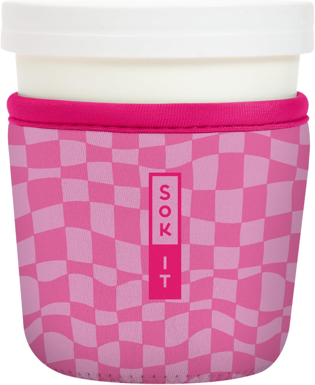 Sok It IceCreamSok Insulated Neoprene Cover (Pink Grand Prix, Tapered Ice Cream Pints)