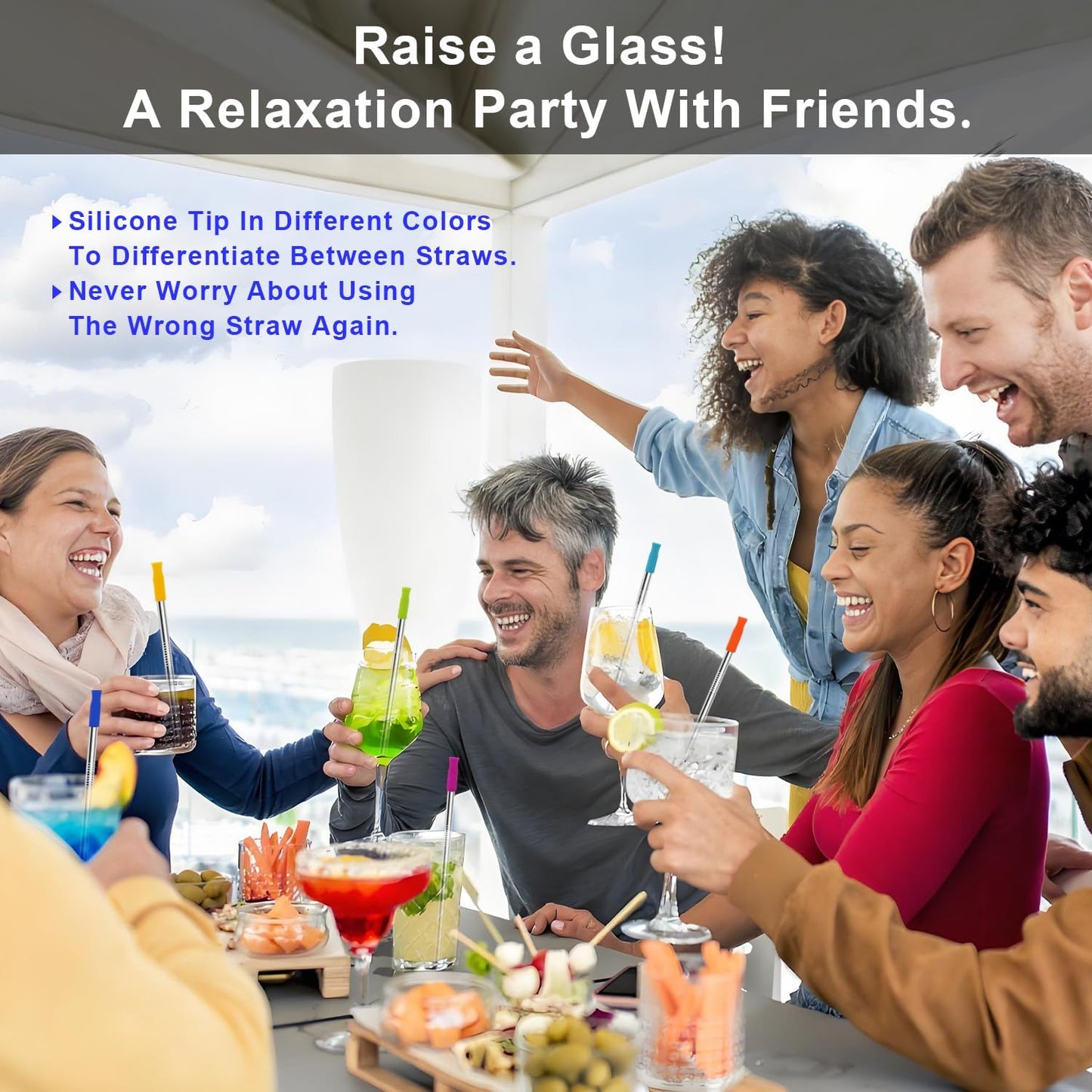 Newly Upgraded 8.5In Reusable Stainless Steel Straws Set 12 PCS with 12 Silicone Tips, 2 Straw Brush, 1 Storage Case, BPA Free, Eco-Friendly Metal Straws for 14, 20, 30 oz Tumbler，for Hot/Cold Drinks