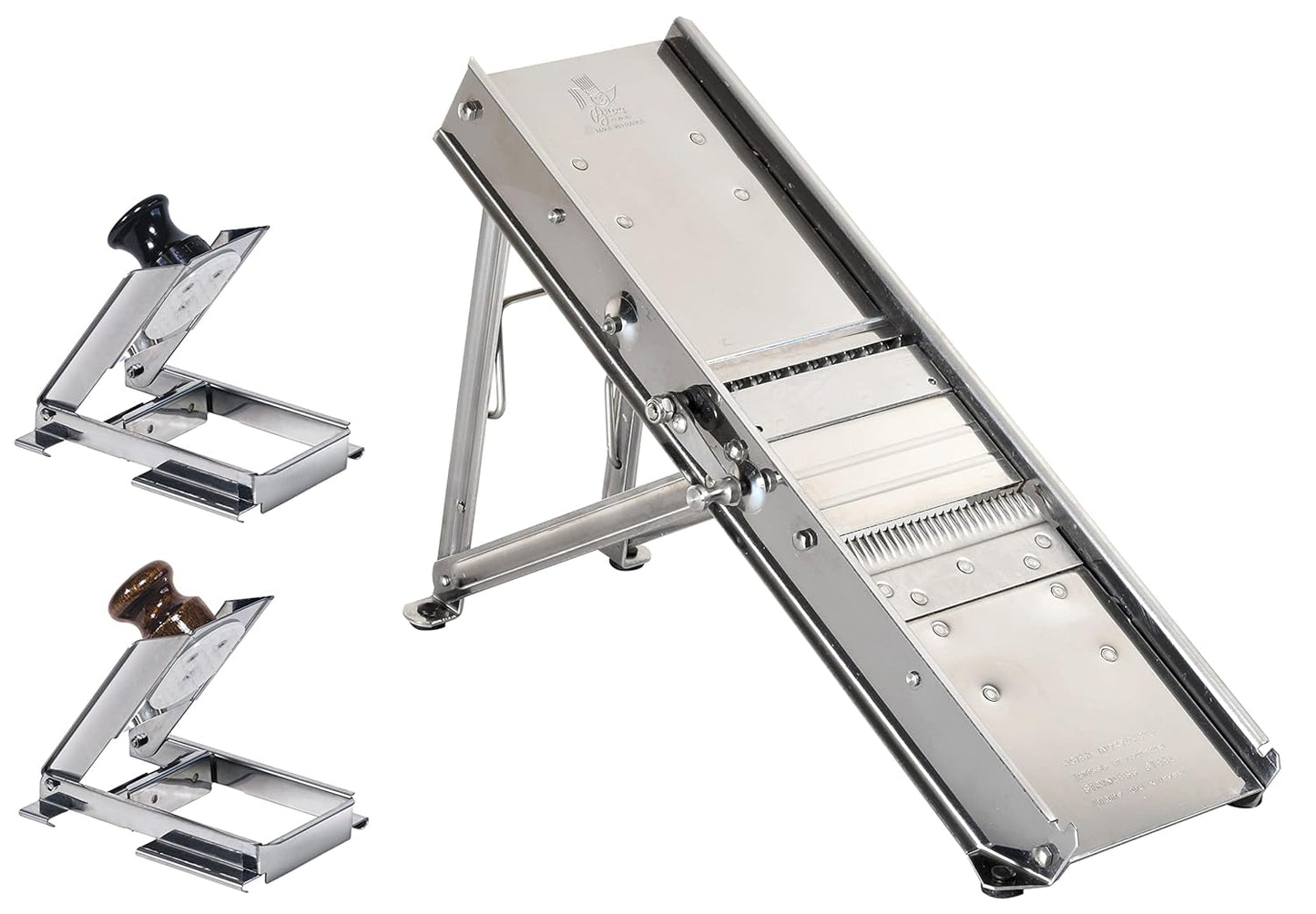 Louis Tellier 3839 Bron Coucke Mandoline Slicer with Hand Guard and (2) Blades, Stainless Steel
