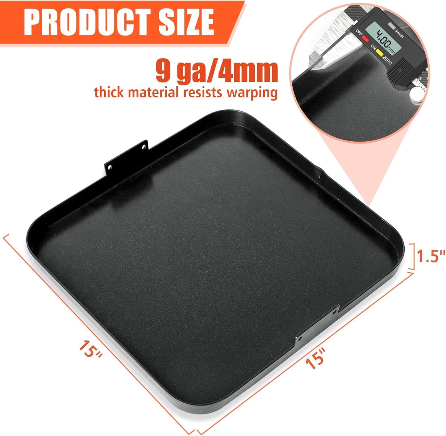 KEESHA Premium Nonstick Carbon Steel Griddle with 2 Handles for Recteq Pellet RT-340 Electric Pellet Smoker Grill, Thickened and Taller Edges for Grilling and Stir-Frying, 15.7'' x 15.7''